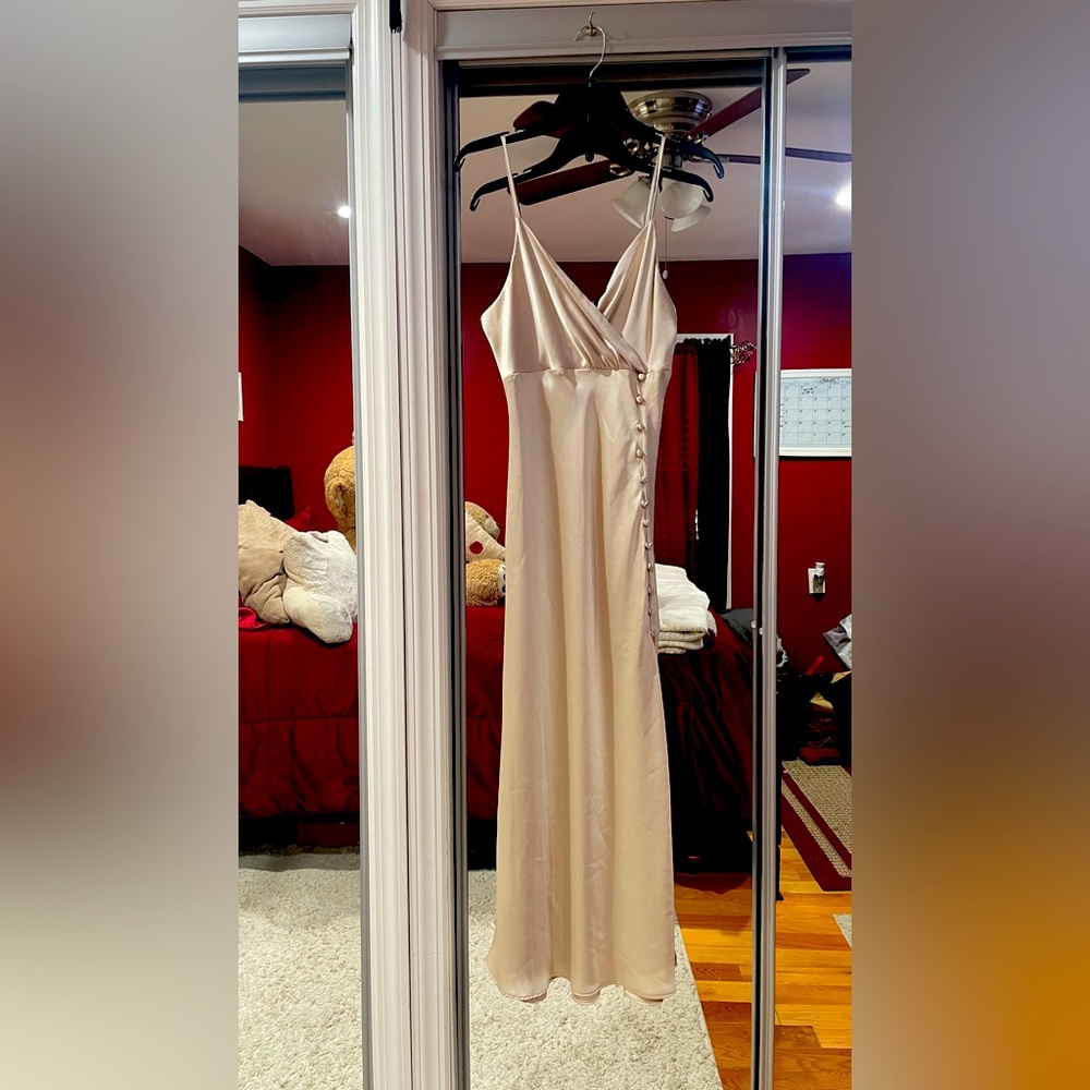 Elegant Cream Satin Slip Dress